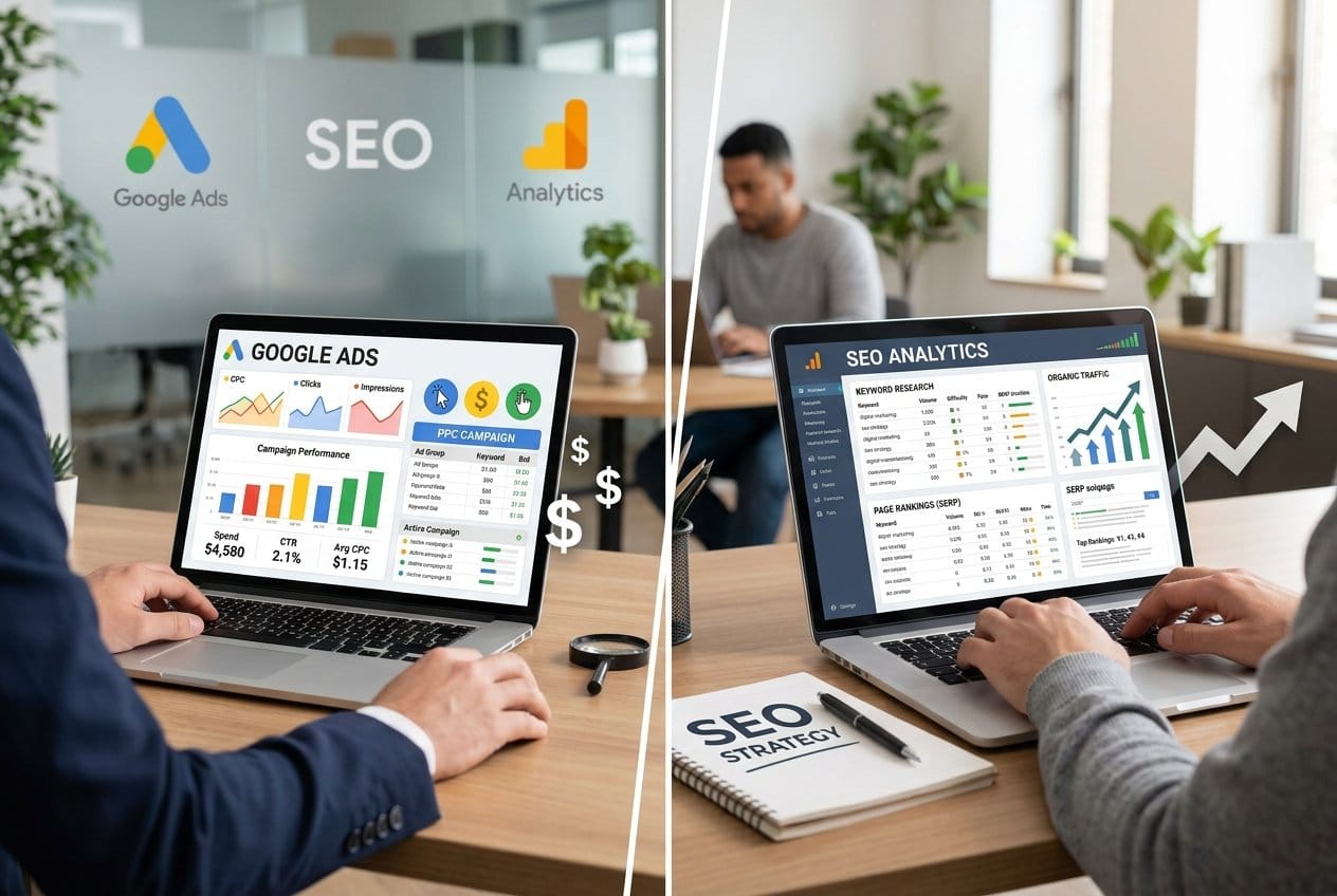 Hvad er forskellen på Google Ads og SEO